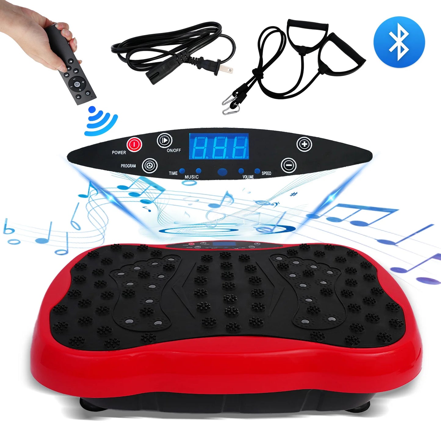 Full Body Vibration Plate Exercise Machine With Resistance Bands Remote