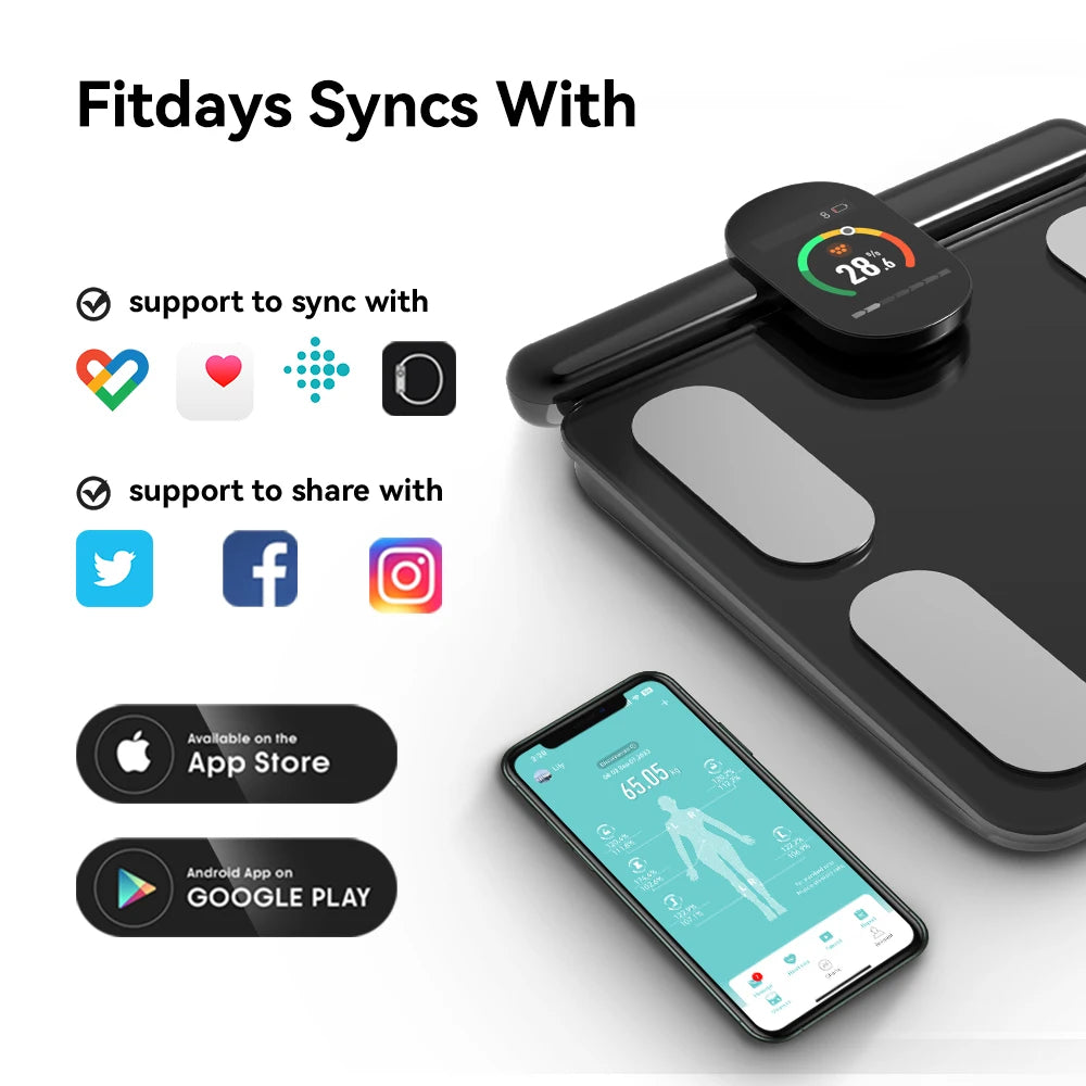 Smart Scale With BMI And Body Fat Analysis App Sync