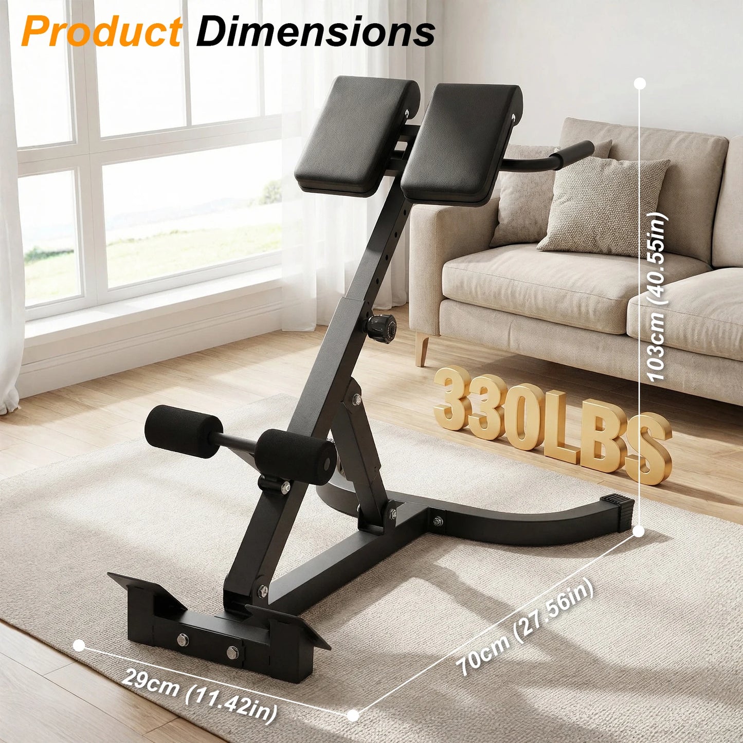 None Roman Chair Foldable Back Exercise Bench For Glute Workouts