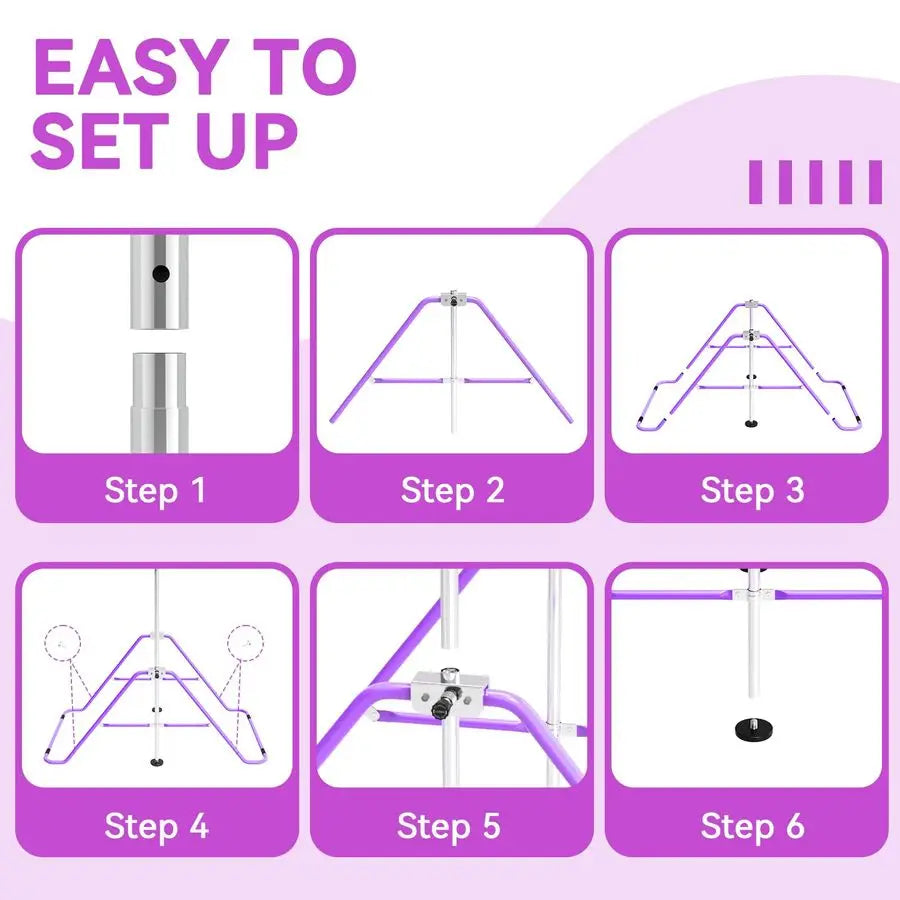 XMSJ Kids Gymnastics Bar With Height Adjustable Foldable Rings