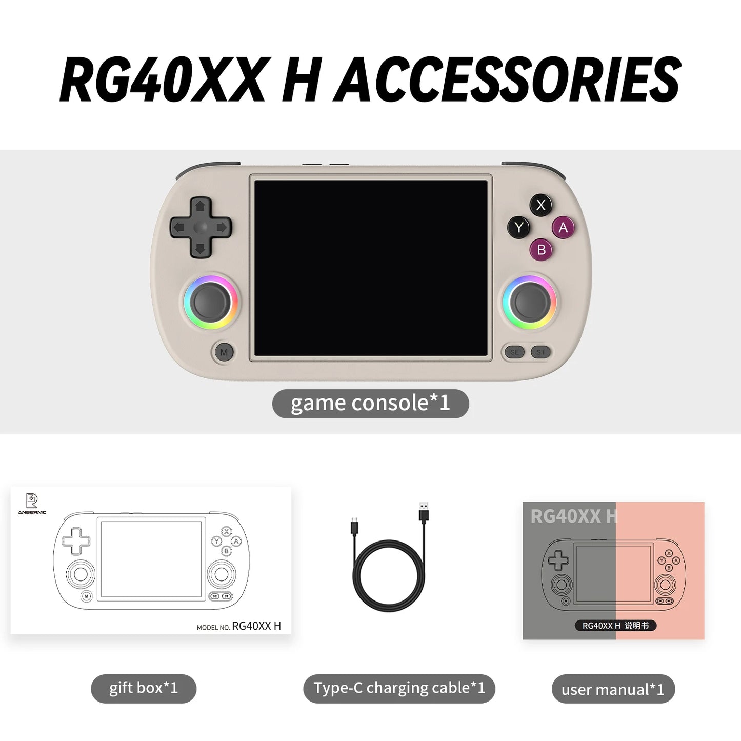 Anbernic RG40XX H Handheld Game Console With RGB Lights