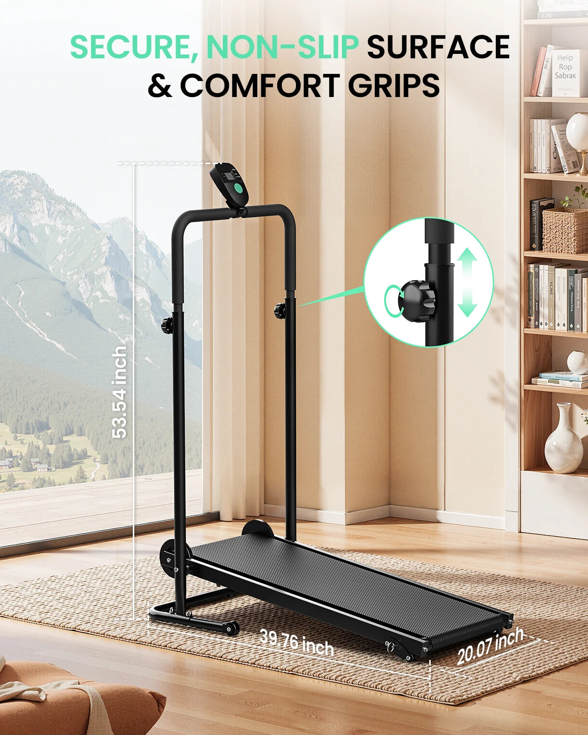 AKLUER Non-Electric Treadmill Dual Flywheel Motorless With LCD Monitor