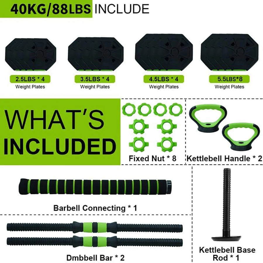 HiMISS 4 In 1 Kettlebell Dumbbell Set For Home Gym