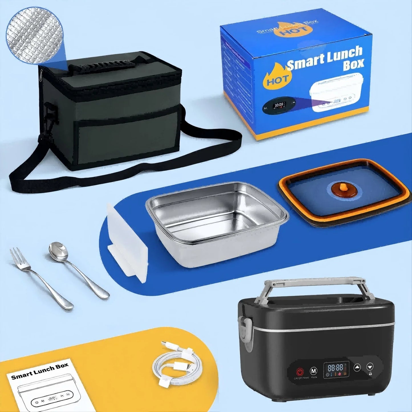 Wireless Lunch Box Heater 12000mAh With Five Sided Heating