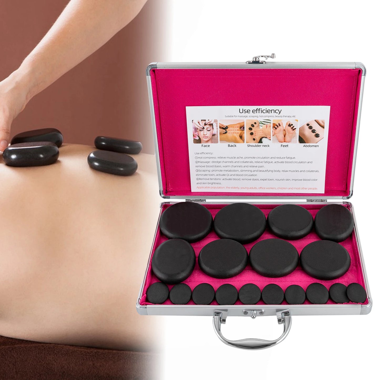 Bymaocar Hot Stones Massage Set With Heater Box At Home