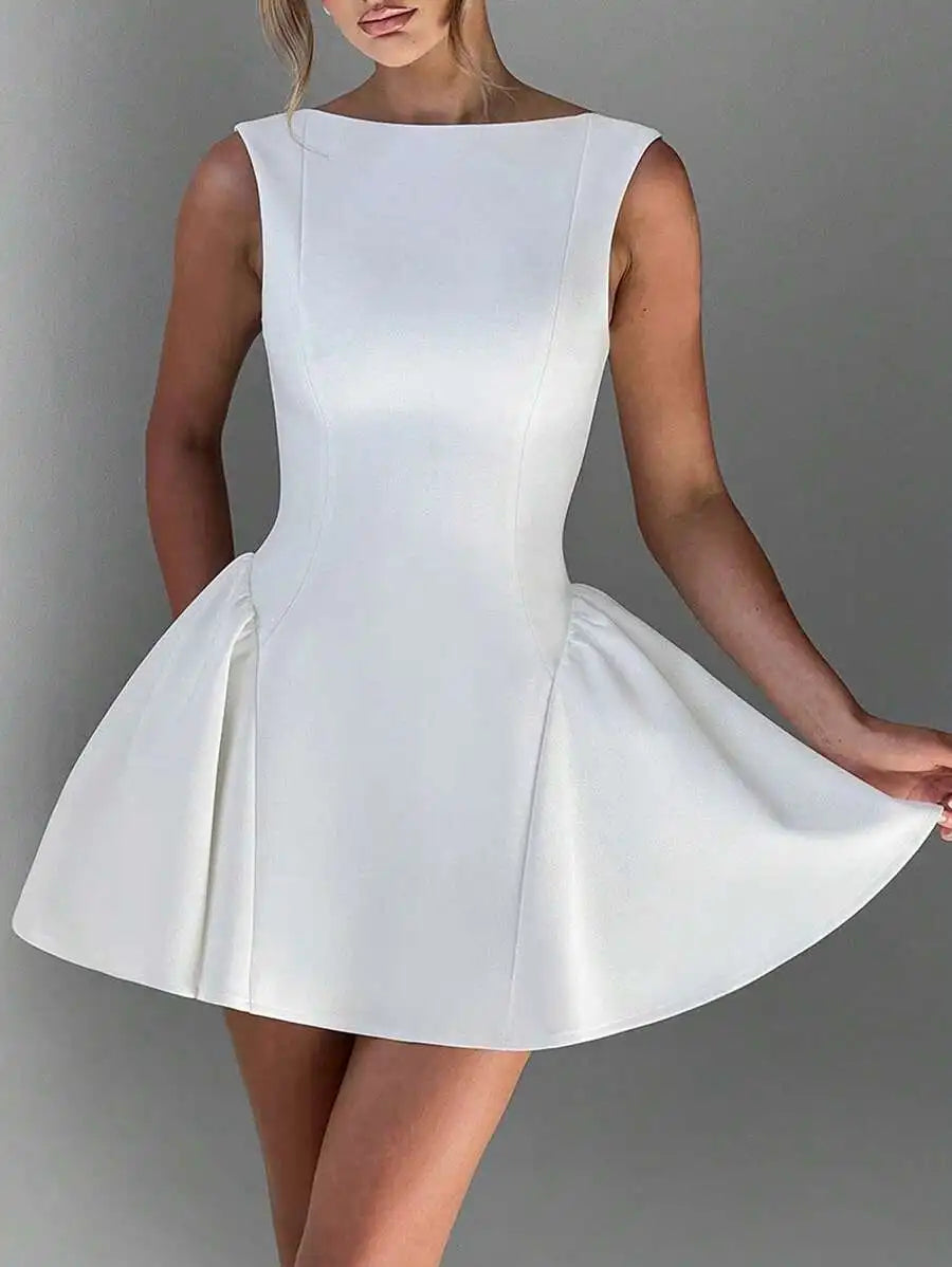Off Shoulder Sleeveless Bodycon Peplum Mini Dress Chic