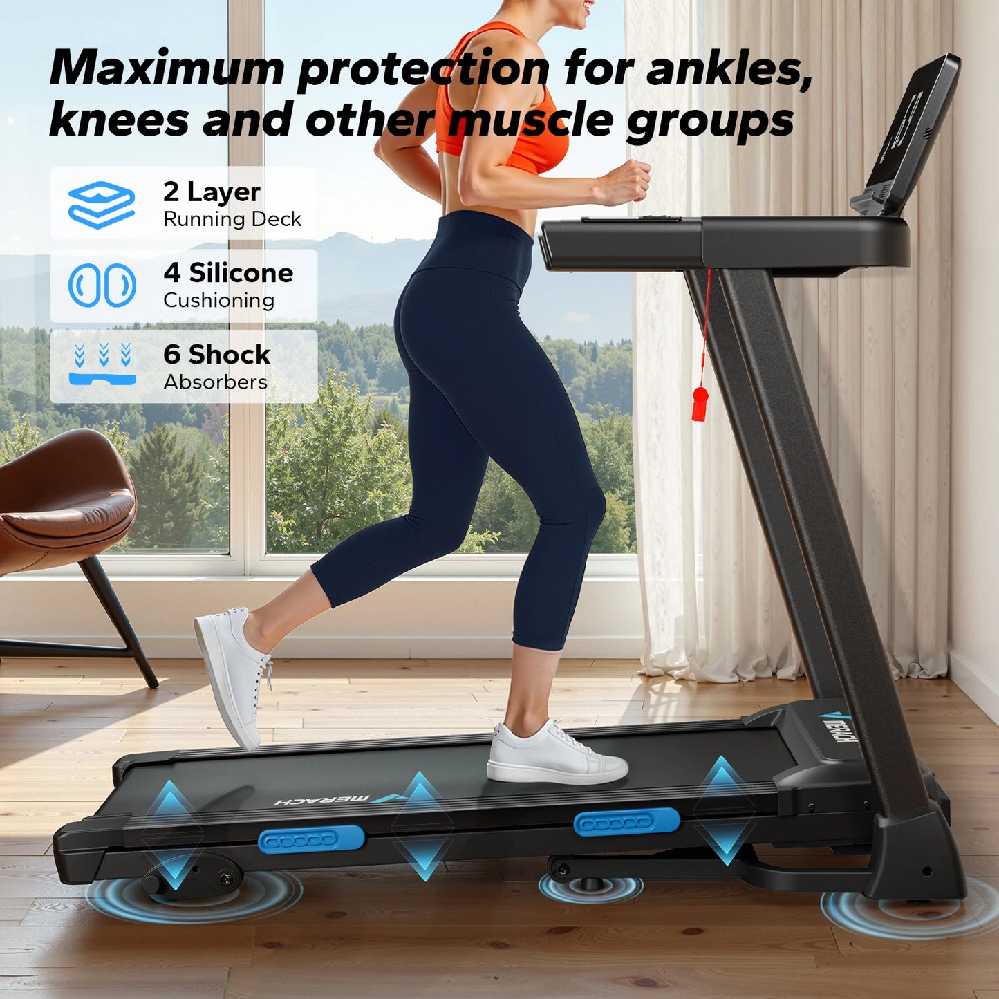 MERACH Foldable Treadmill T12 With Incline And Heart Rate Monitoring
