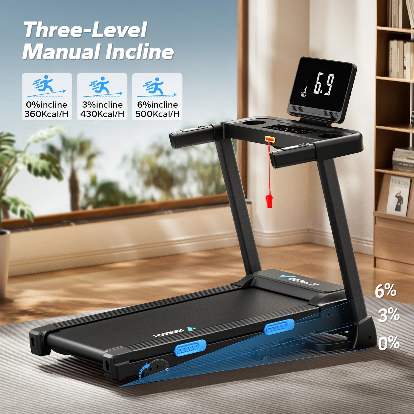 MERACH Foldable Treadmill T12 With Incline And Heart Rate Monitoring
