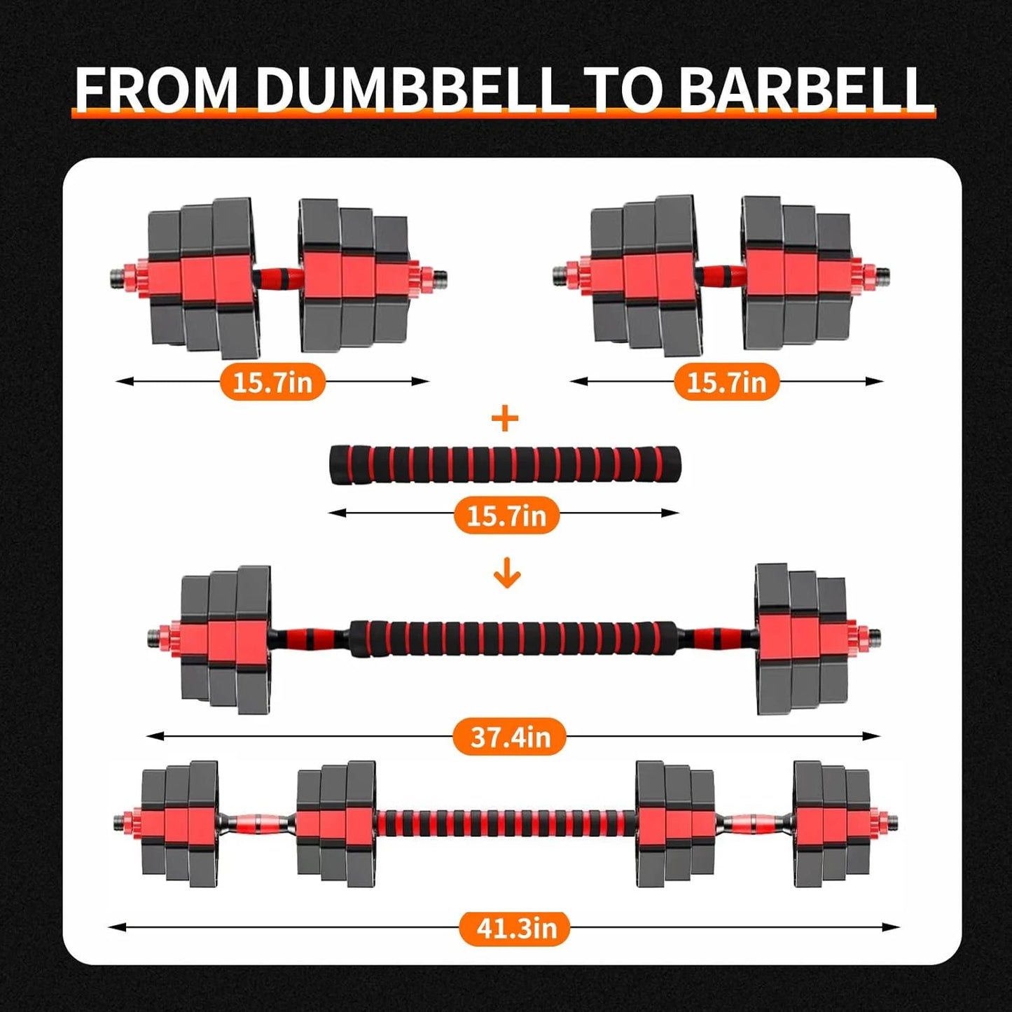 Adjustable Dumbbell to Barbell Fitness Set for Home Gym