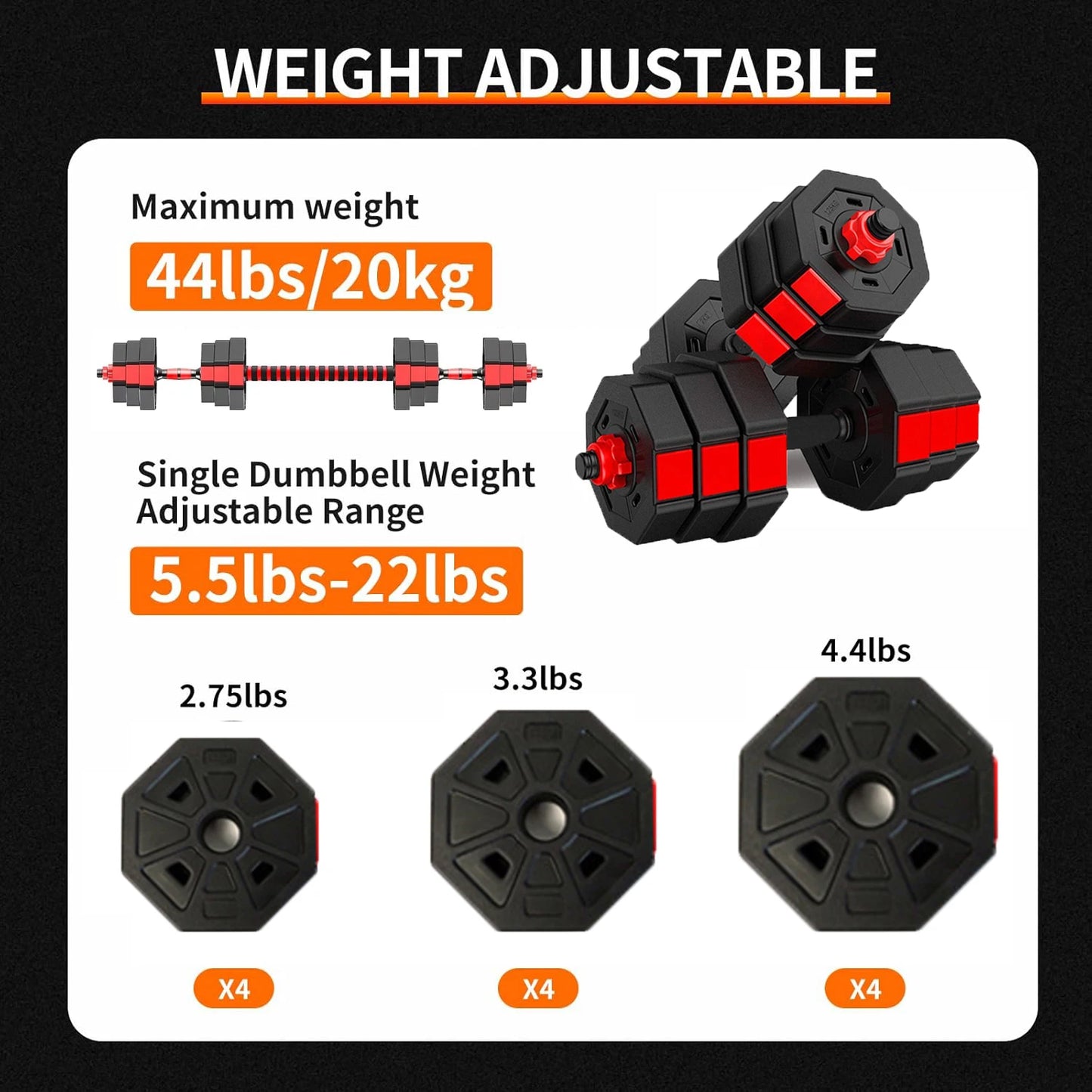 Adjustable Dumbbell to Barbell Fitness Set for Home Gym