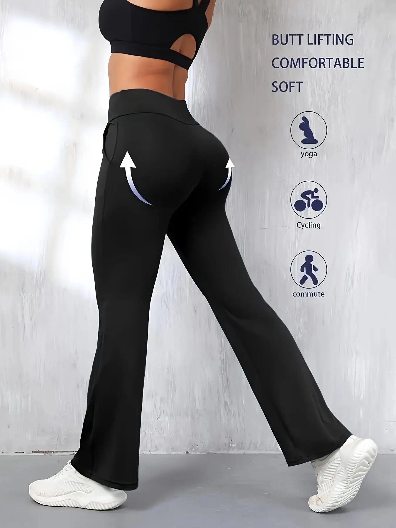 Womens Fleece Lined High Waist Yoga Pants With Pockets