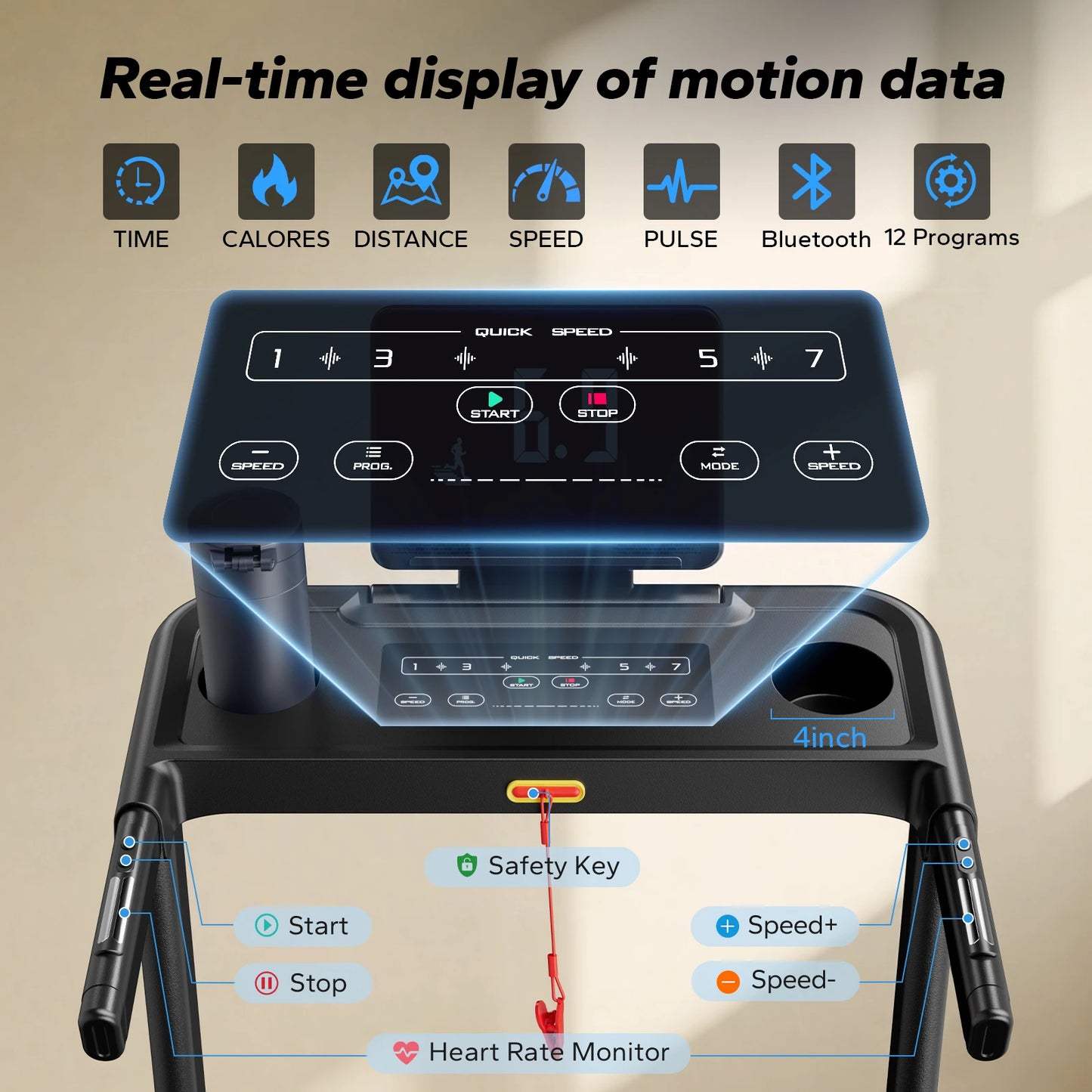 MERACH Foldable Treadmill T12 With Incline And Heart Rate Monitoring