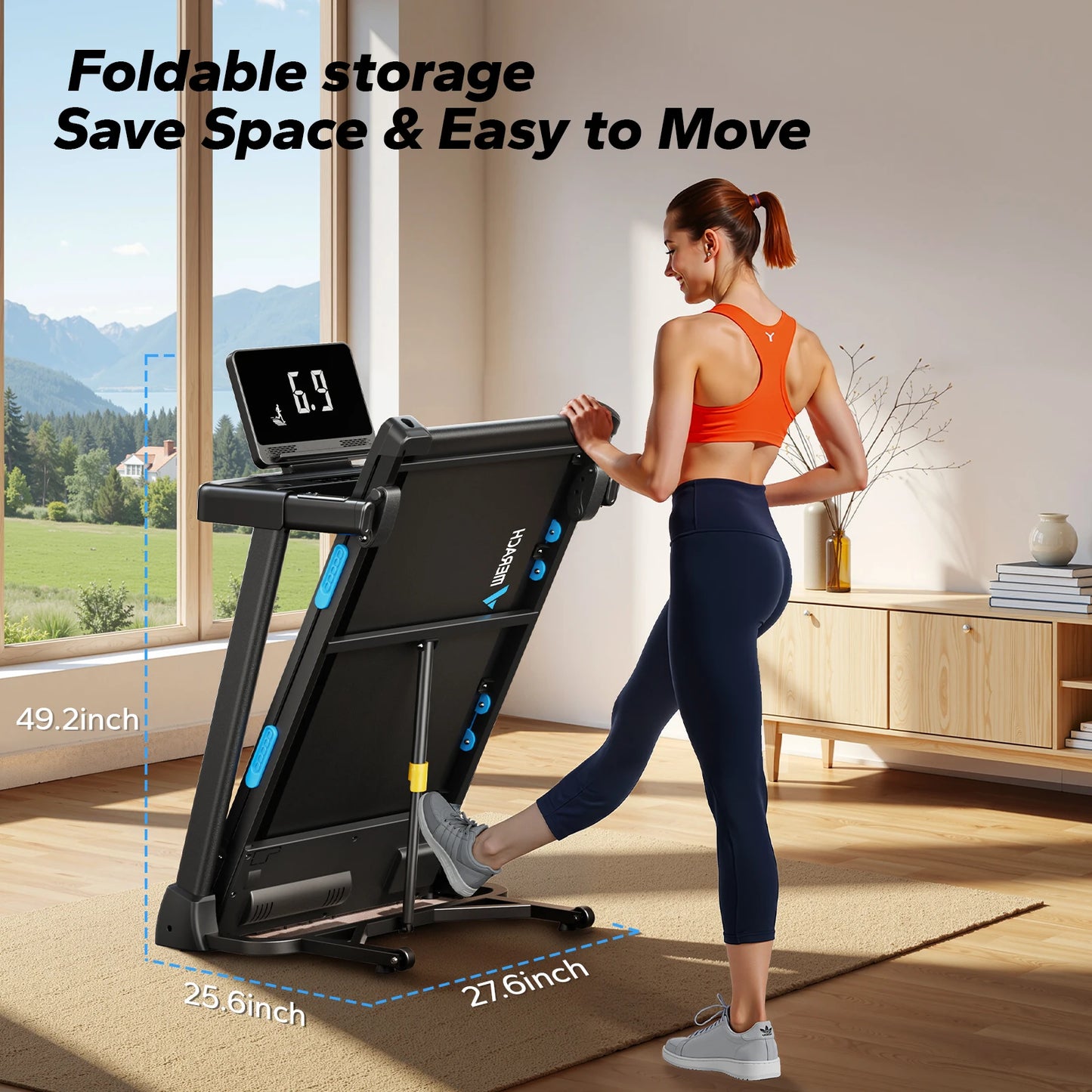 MERACH Foldable Treadmill T12 With Incline And Heart Rate Monitoring
