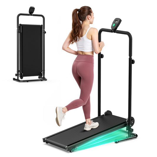 AKLUER Non Electric Treadmill With Dual Flywheels And LCD Monitor