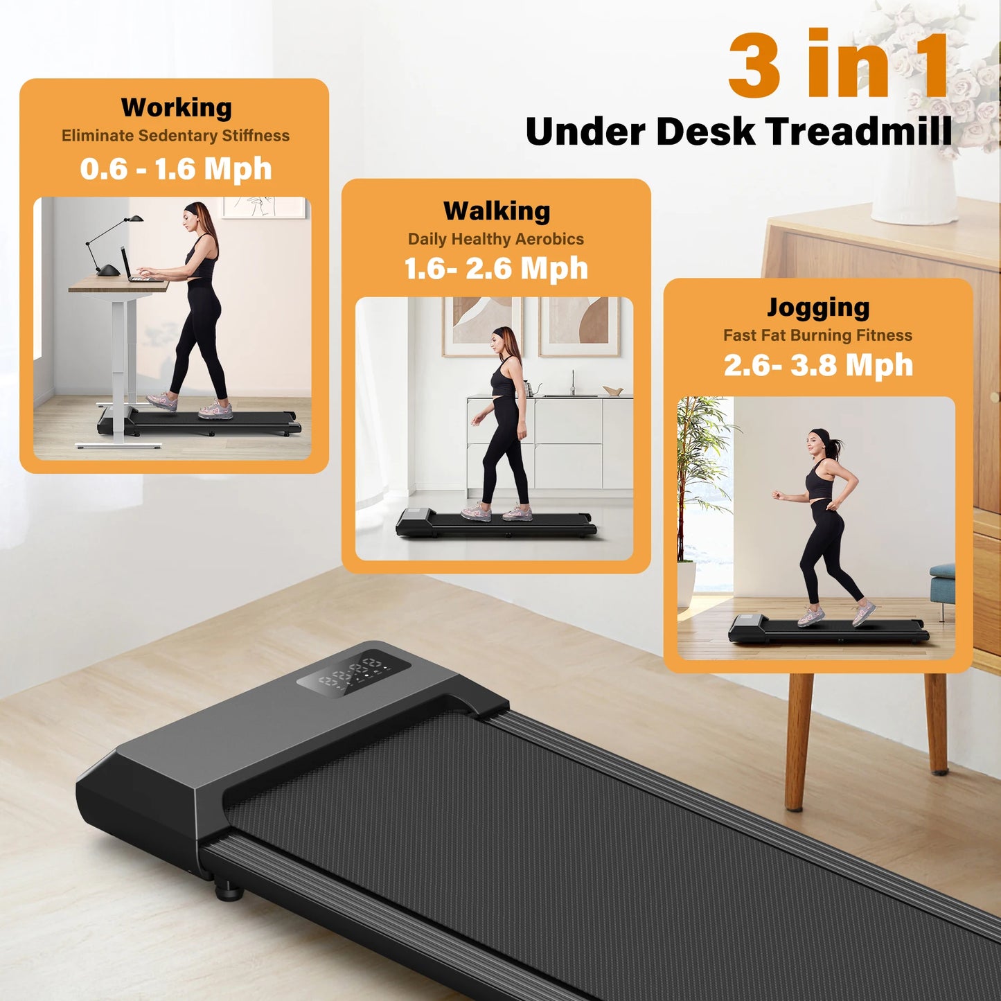 Superun Smart Under Desk Treadmill For Home Office With App