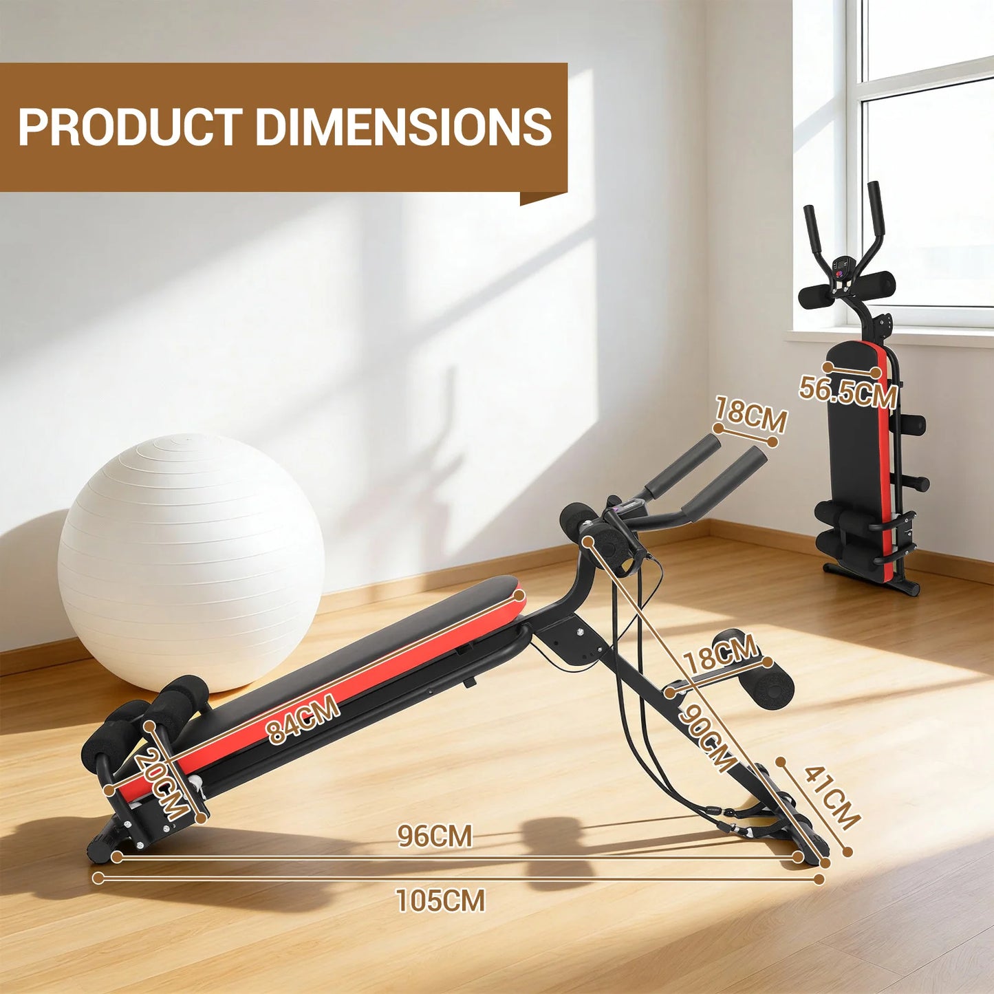HiMISS 2 In 1 Adjustable Ab Bench Glider With LCD Display For Home Gym