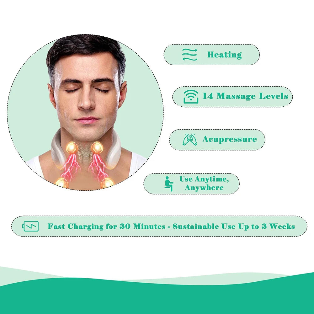 4 Head Neck Massage Machine USB Rechargeable Home Office Massager