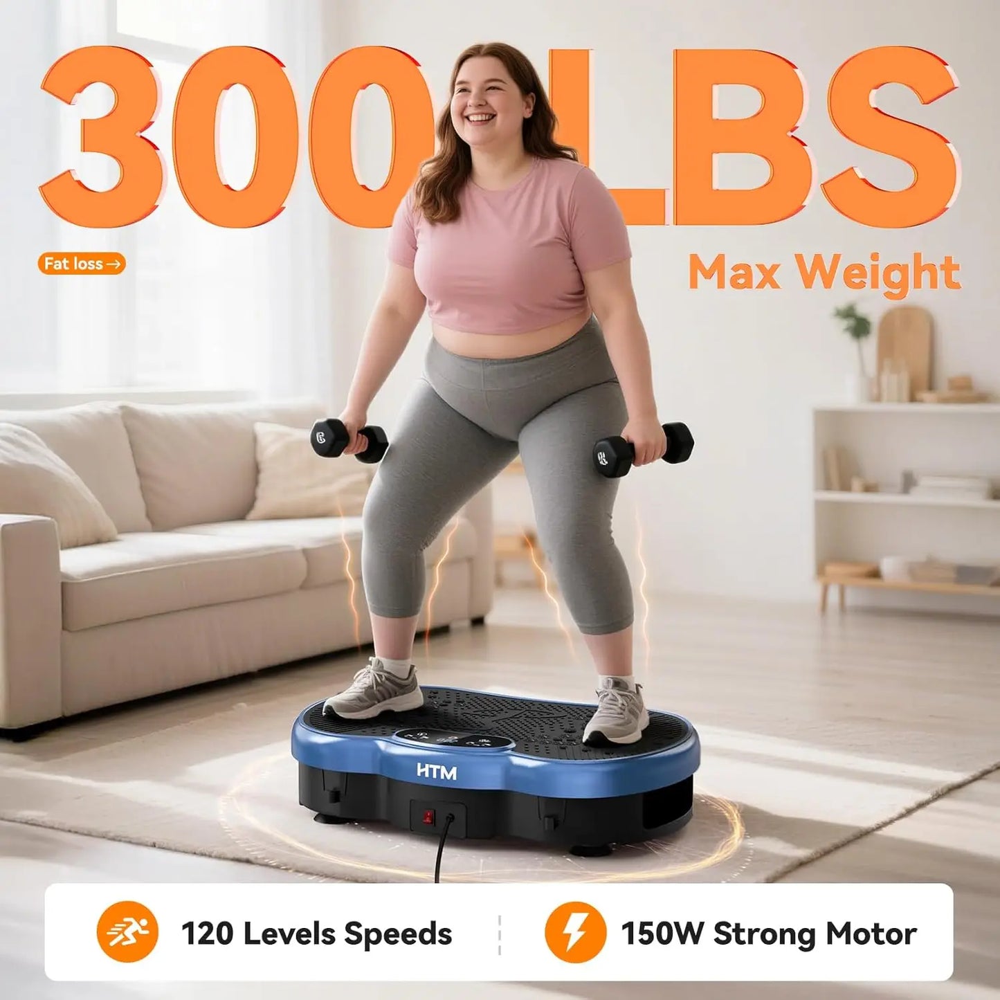 HTMM Fitness Vibration Plate Whole Body Calorie Tracking Exercise Machine