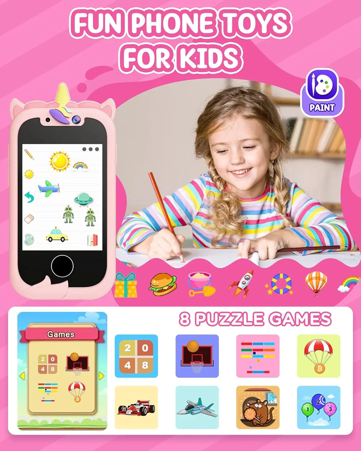 Kids Smart Phone Toy for Girls Real Play Cell Phone