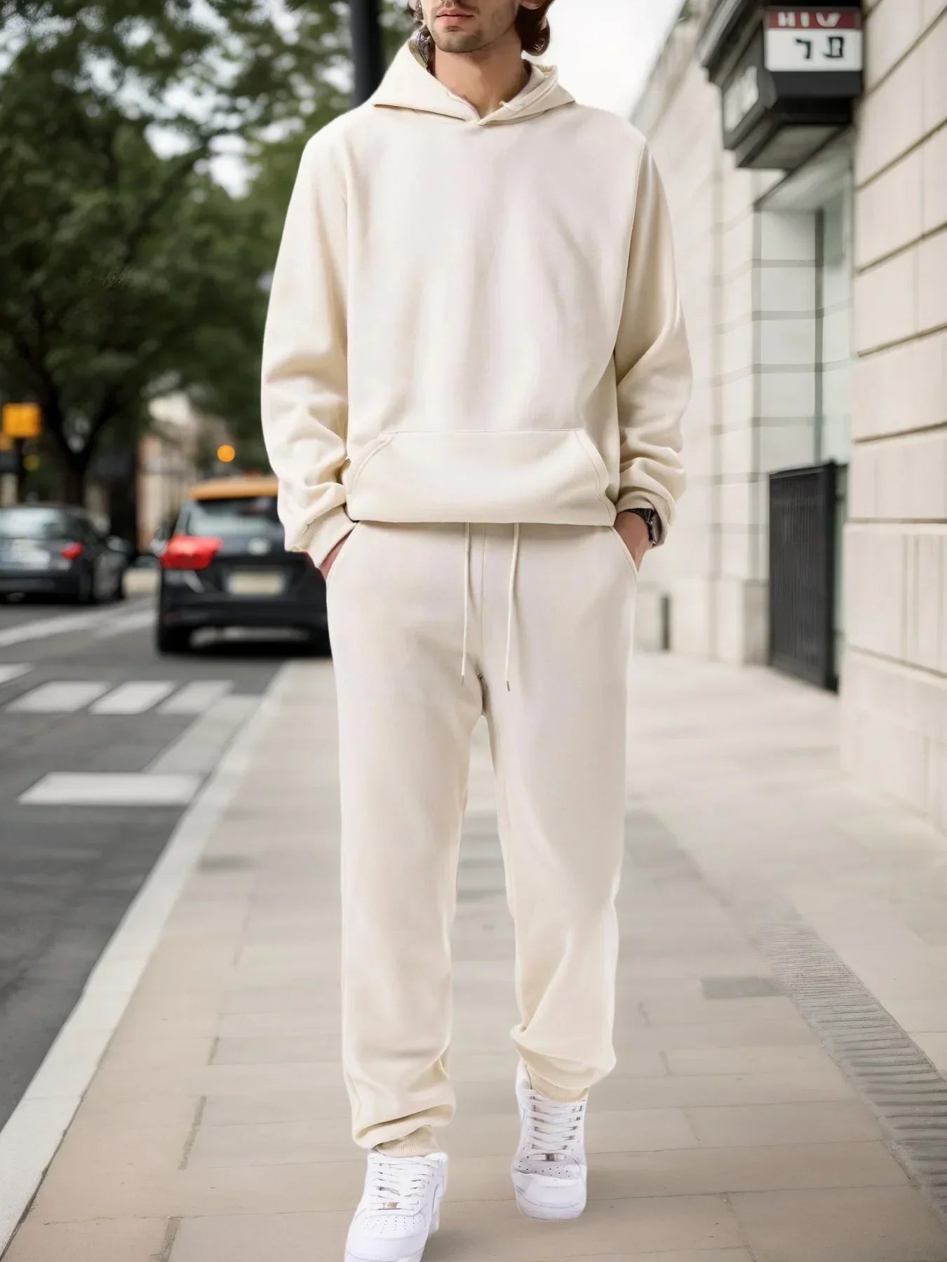 NONECN Men's Hoodie And Jogging Pants Tracksuit For Outdoor Activity