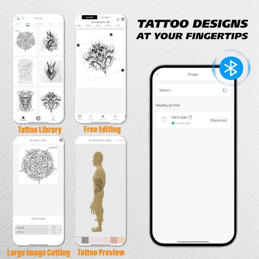 TLXT Wireless Tattoo Stencil Printer With LED Display And Bluetooth