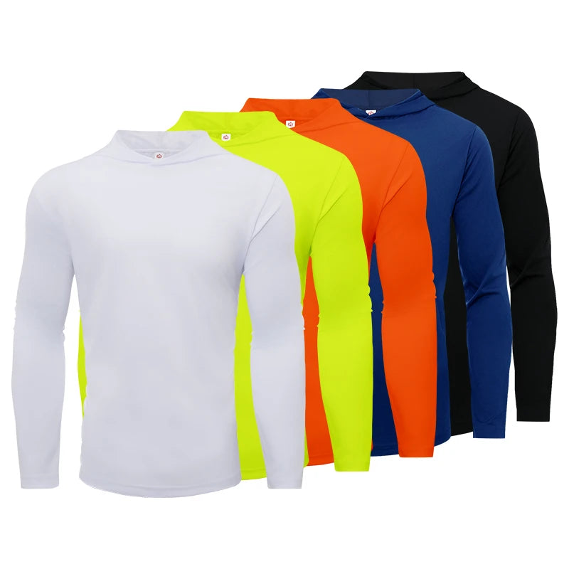 NONECN Pack Of 5 Men's Hooded Long Sleeve Breathable T-Shirts