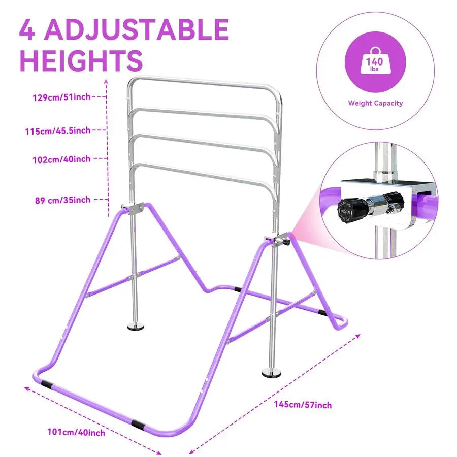 XMSJ Kids Gymnastics Bar With Height Adjustable Foldable Rings