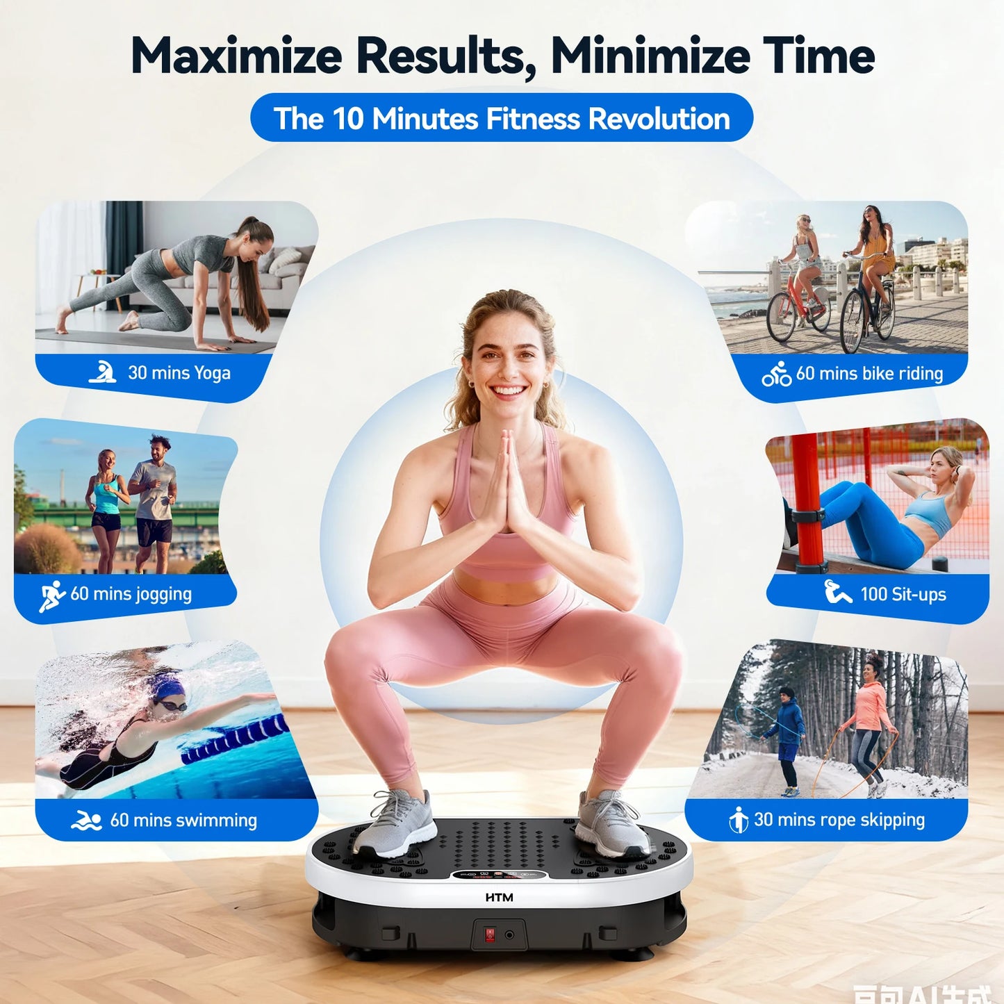 HTMM Vibration Plate High Frequency Fitness Platform 9 Programs