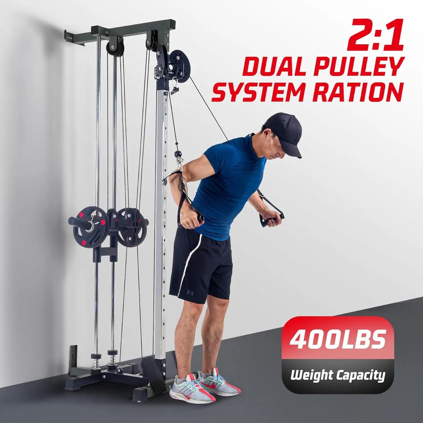HiMISS Wall Mount Cable Machine Lat Pulldown With 20Position Pulley System