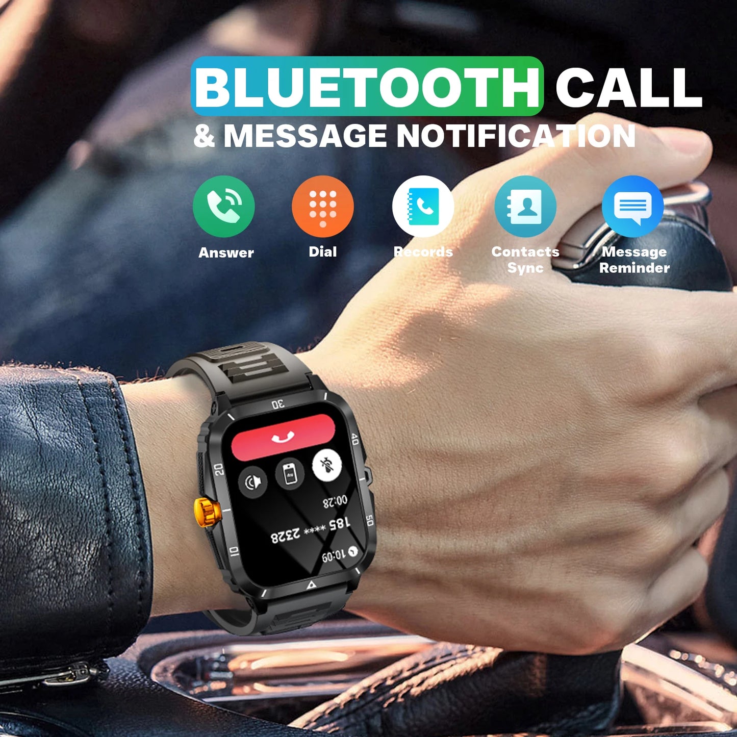 EIGIIS Smart Watch 3ATM Waterproof Heart Rate Blood Pressure Bluetooth