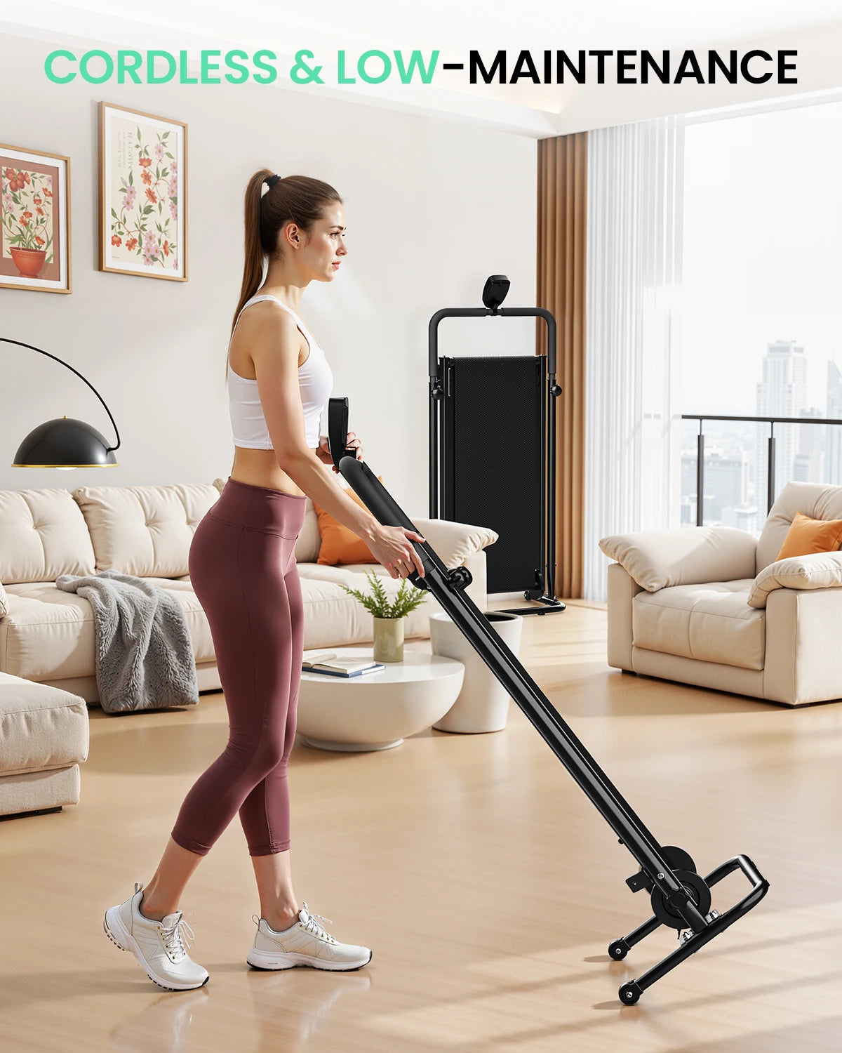 AKLUER Non-Electric Treadmill Dual Flywheel Motorless With LCD Monitor