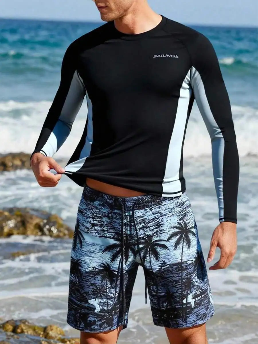 Mens Rash Guard And Swim Shorts Set For Beachwear Essentials
