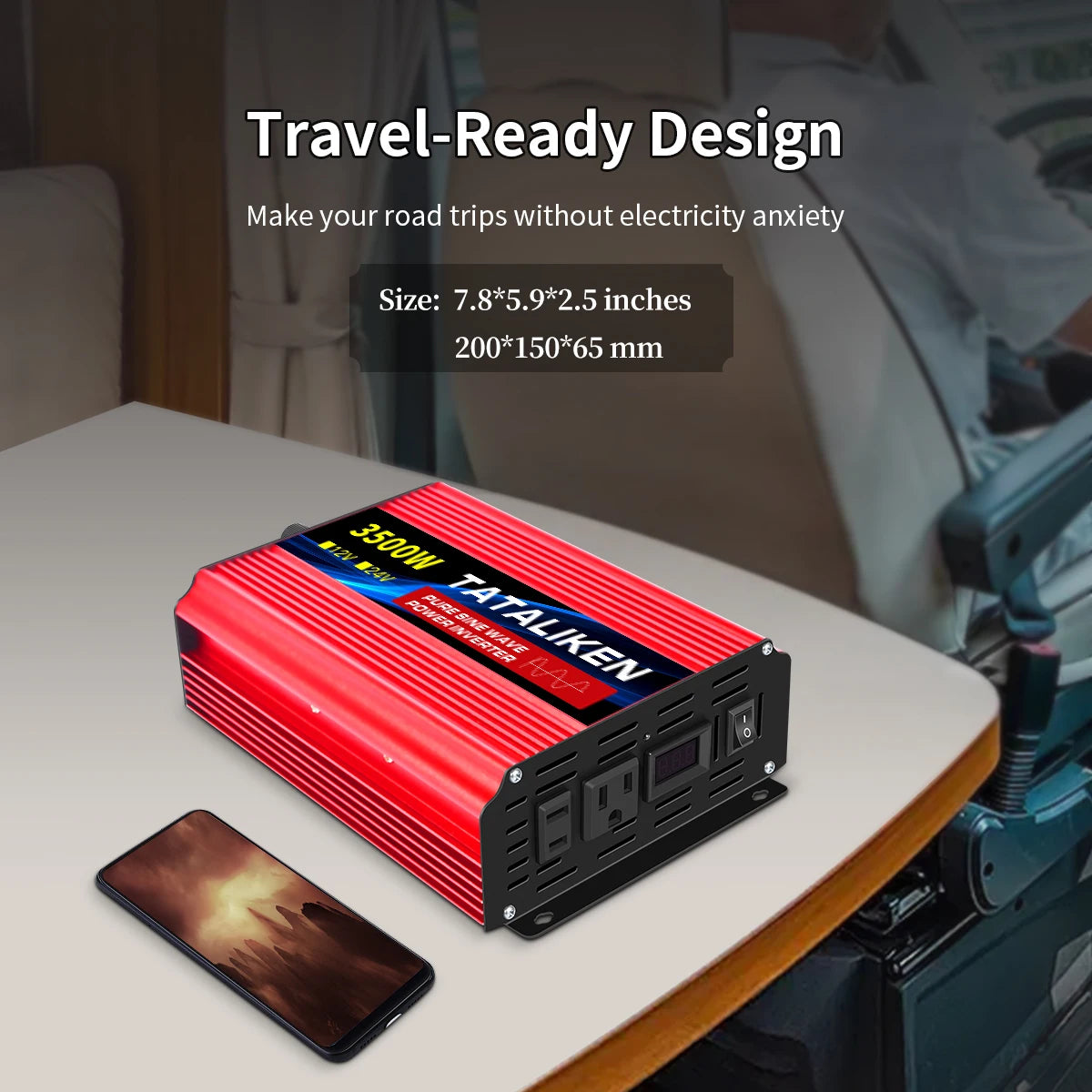 TATALIKEN 12V to 110V Pure Sine Wave Car Inverter Power