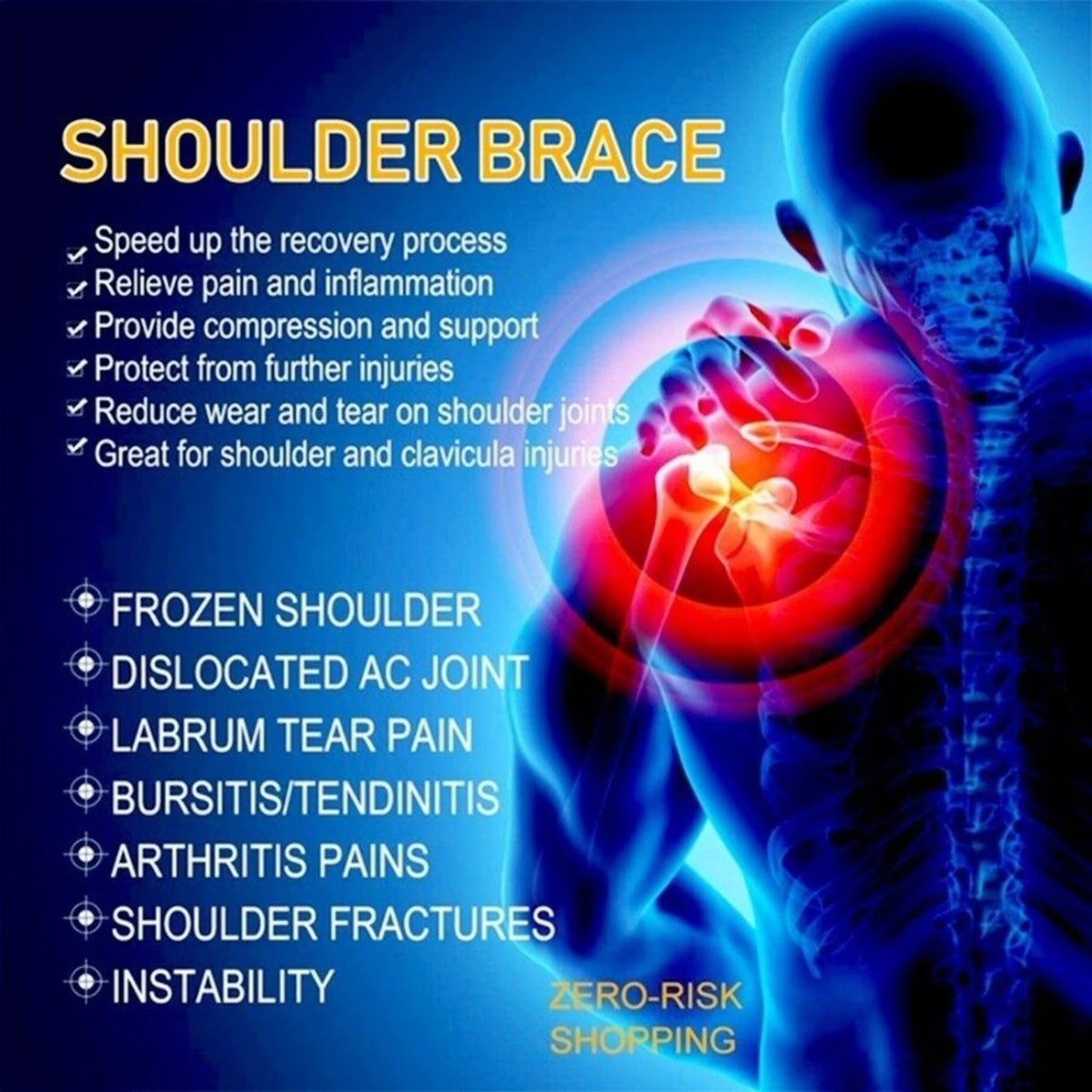 Self-Heating Shoulder Strap for Pain Relief Adjustable Thermal Pad