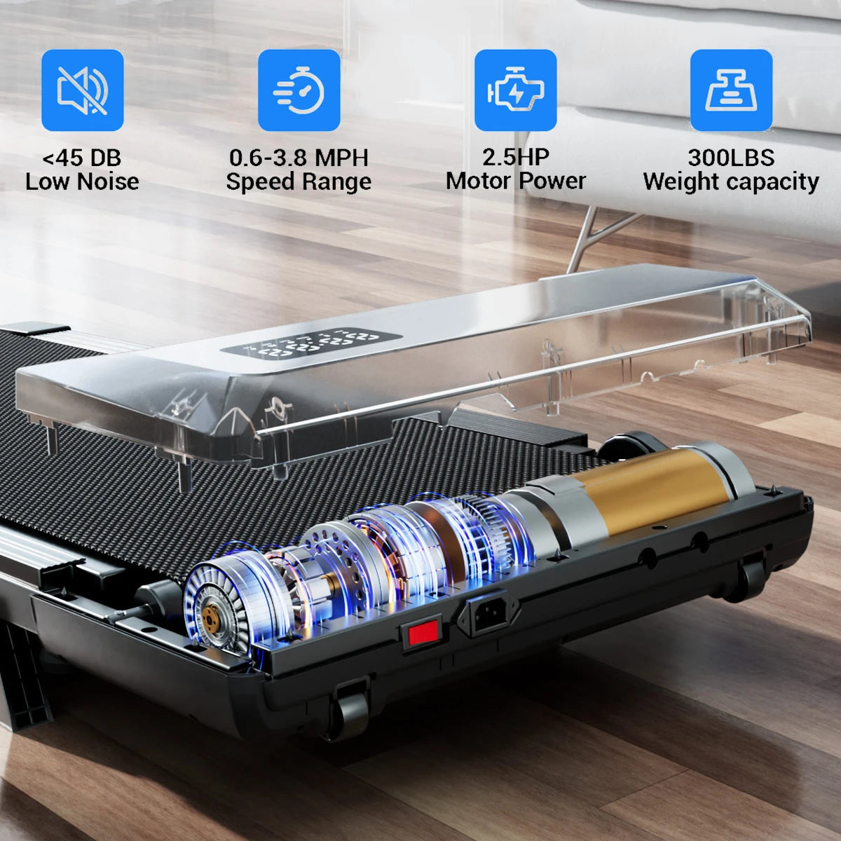 Superun Under Desk Treadmill 2.5 HP Quiet Walking Pad Display