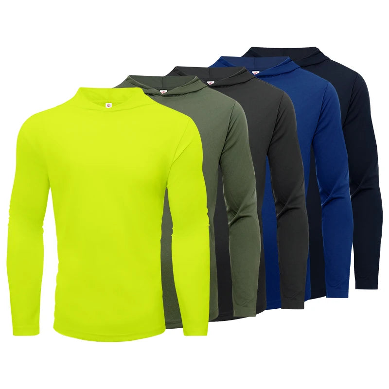 Men's Hooded Long Sleeve Sports T Shirt Breathable Running