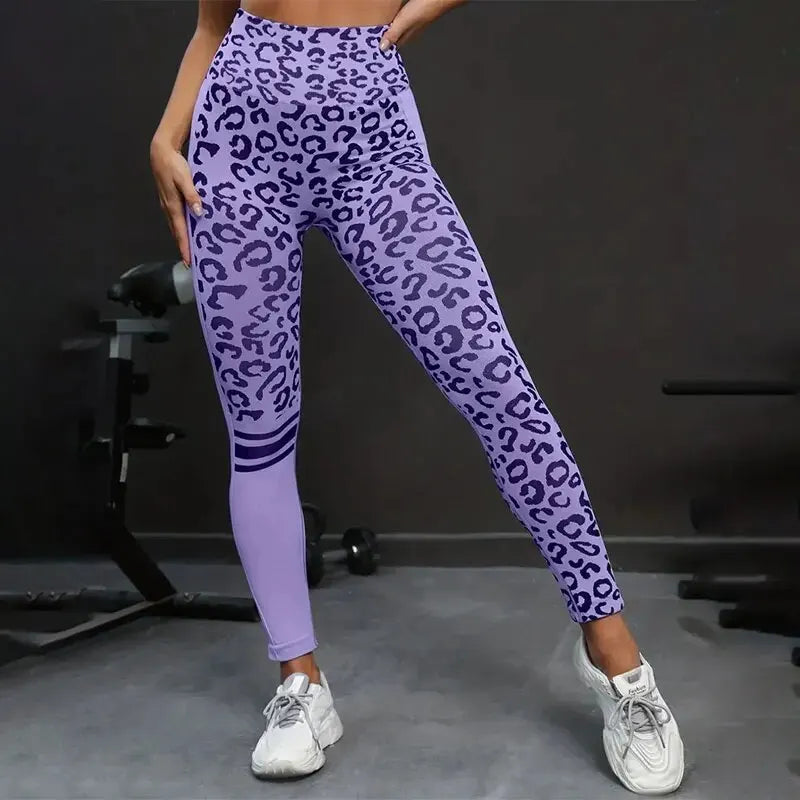 Leopard Print Seamless High Waist Quick Dry Yoga Pants For Women