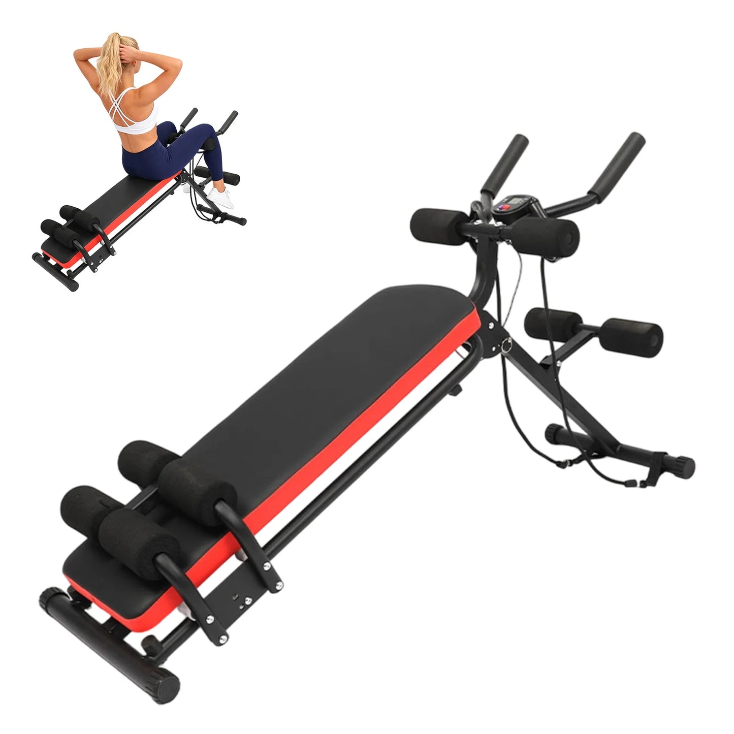 HiMISS 2 In 1 Adjustable Ab Bench Glider With LCD Display For Home Gym