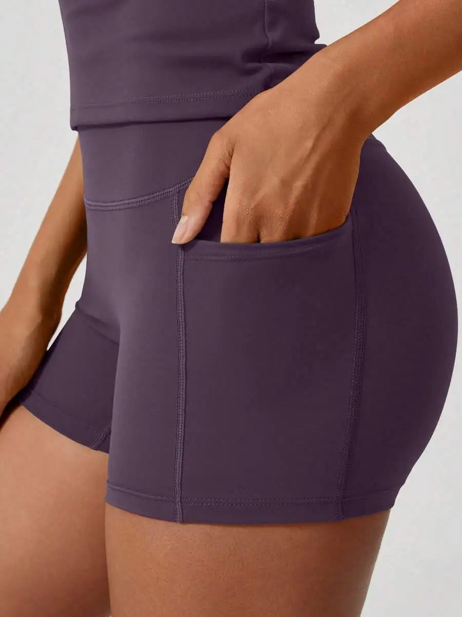 Women's Seamless Yellow High Waist Tummy Control Shorts Set
