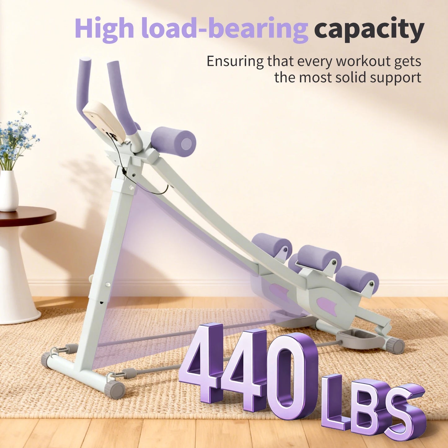 Abdominal Curling Exercise Machine With Adjustable Dual Track Foldable Trainer