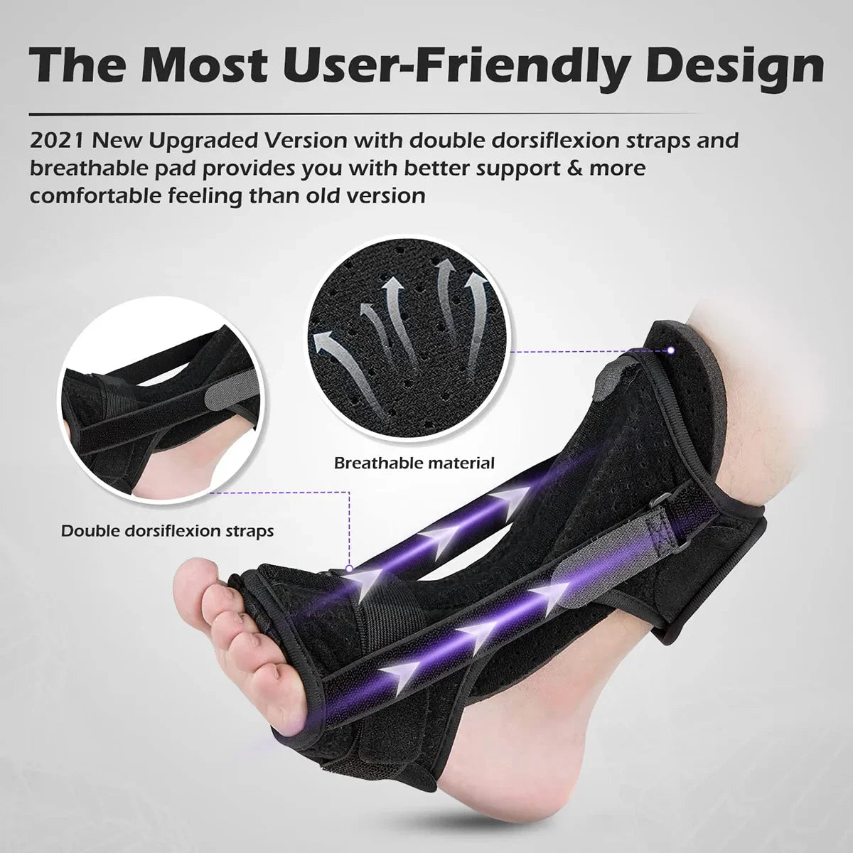 Plantar Fasciitis Night Splint Orthotic Breathable Foot Drop Brace