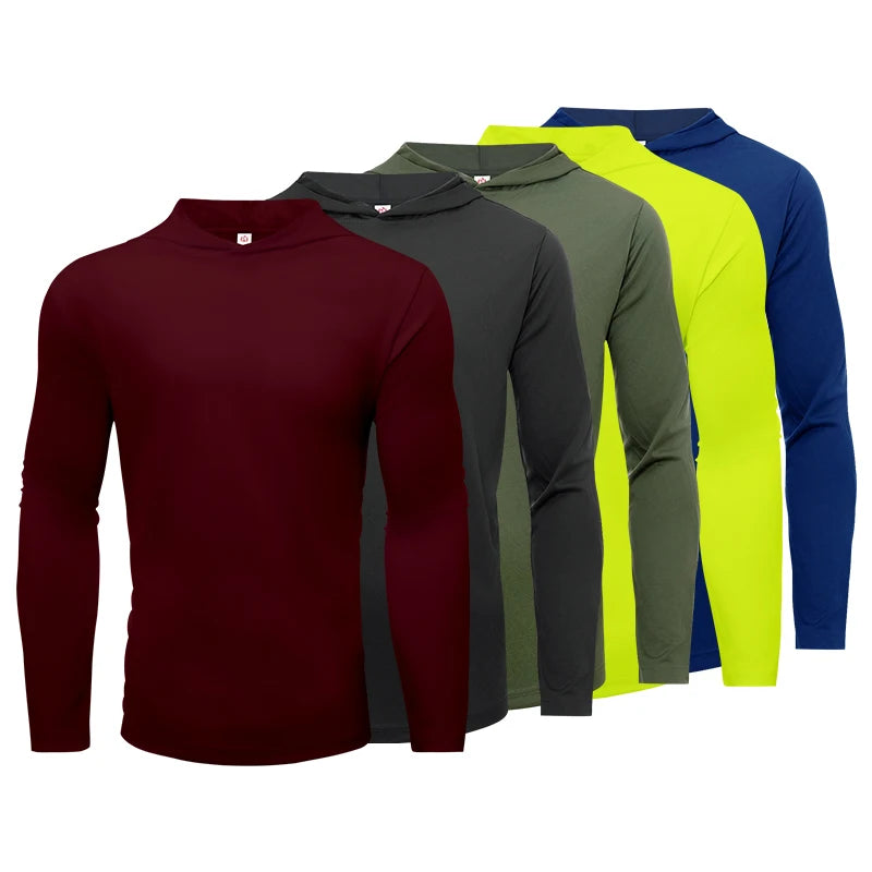 Men's Hooded Long Sleeve Sports T Shirt Breathable Running