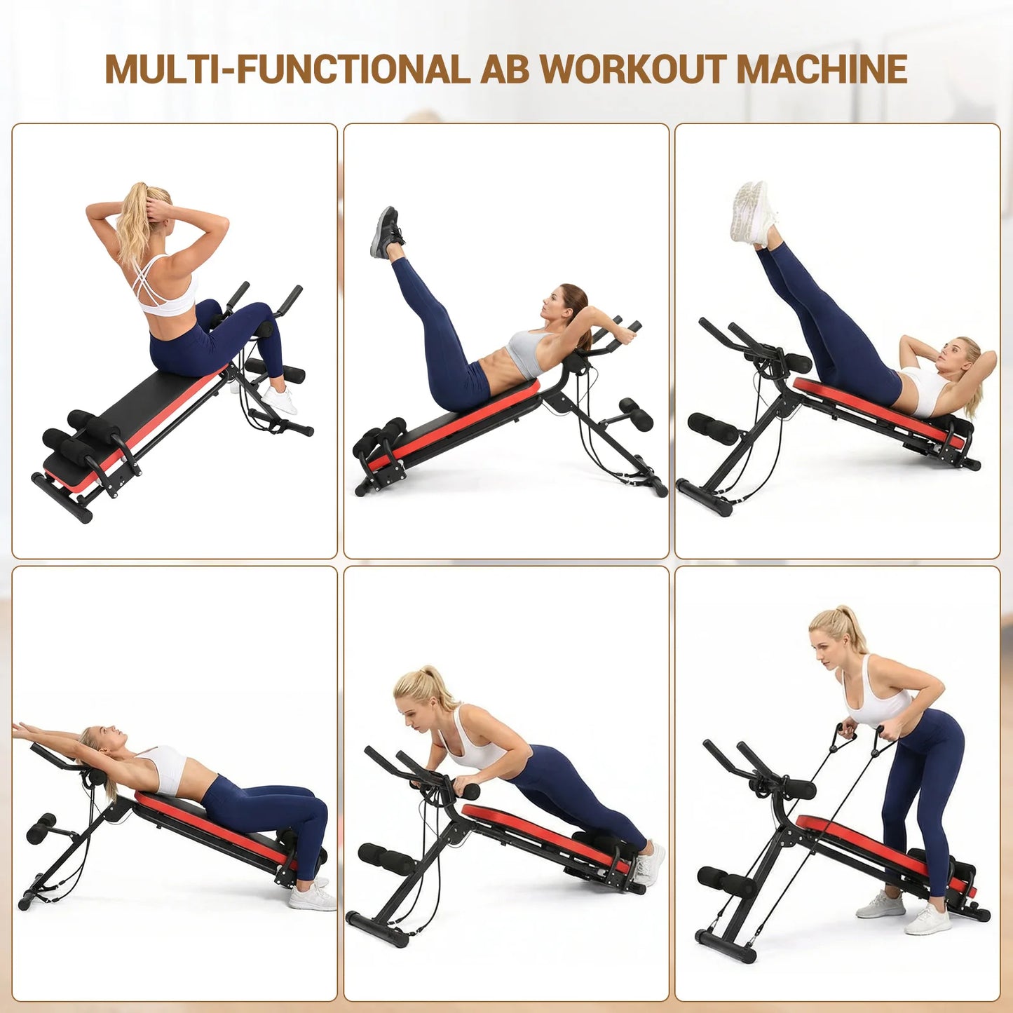 HiMISS 2 In 1 Adjustable Ab Bench Glider With LCD Display For Home Gym