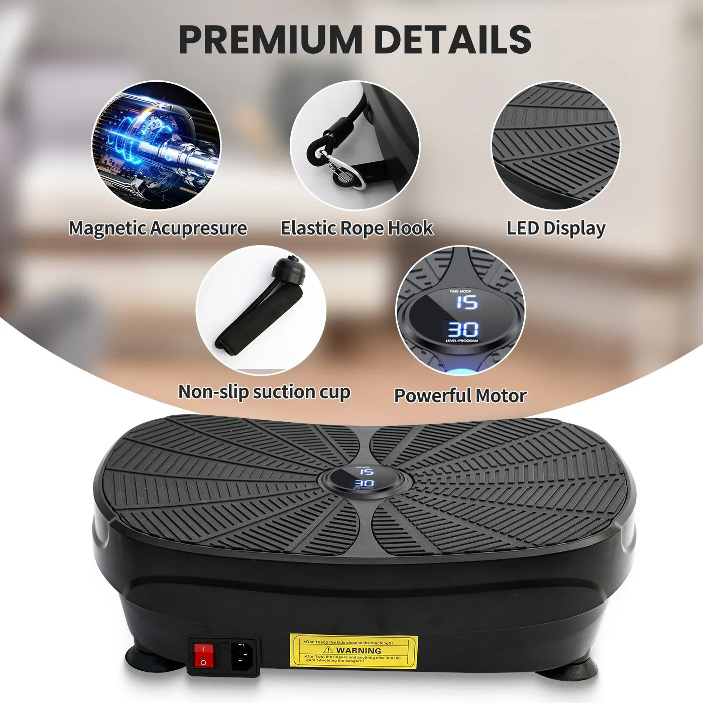 Vibration Plate Exercise Machine Portable Full Body Workout Resistance Bands