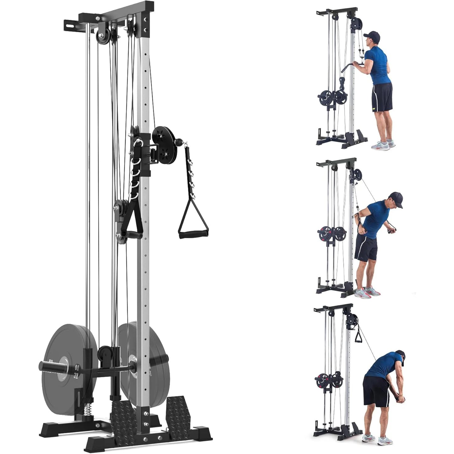 HiMISS Wall Mount Cable Machine Lat Pulldown With 20Position Pulley System