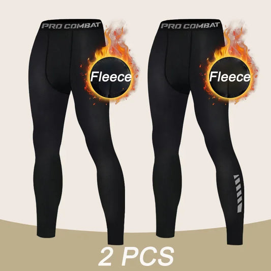NONECN Men's Dry Fit Warm Compression Leggings For Running