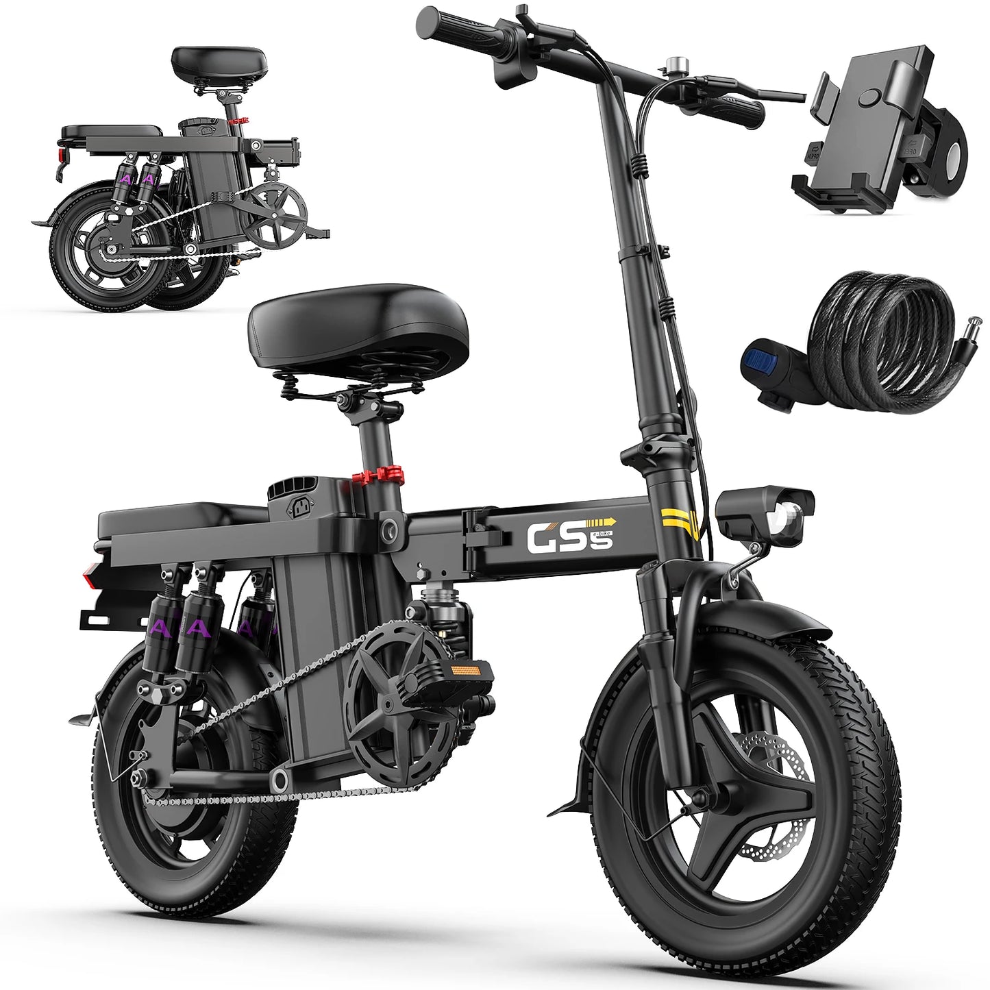 UPlee GS5 48V 15Ah Folding Electric Fat Tire Bike 20MPH