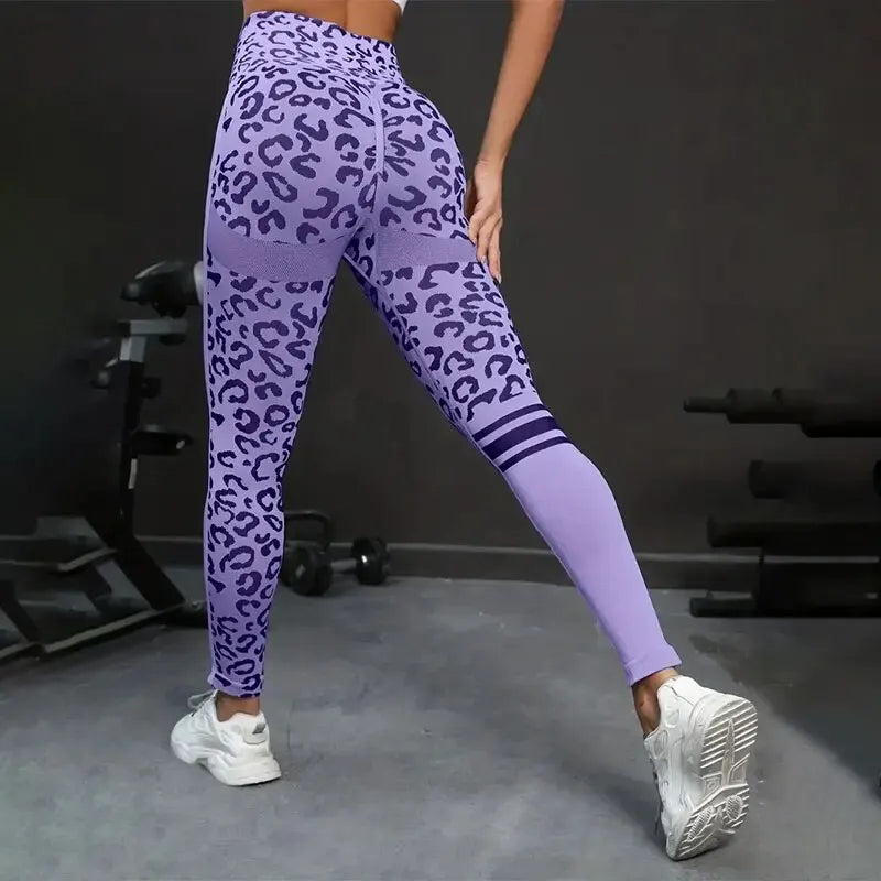 Leopard Print Seamless High Waist Quick Dry Yoga Pants For Women