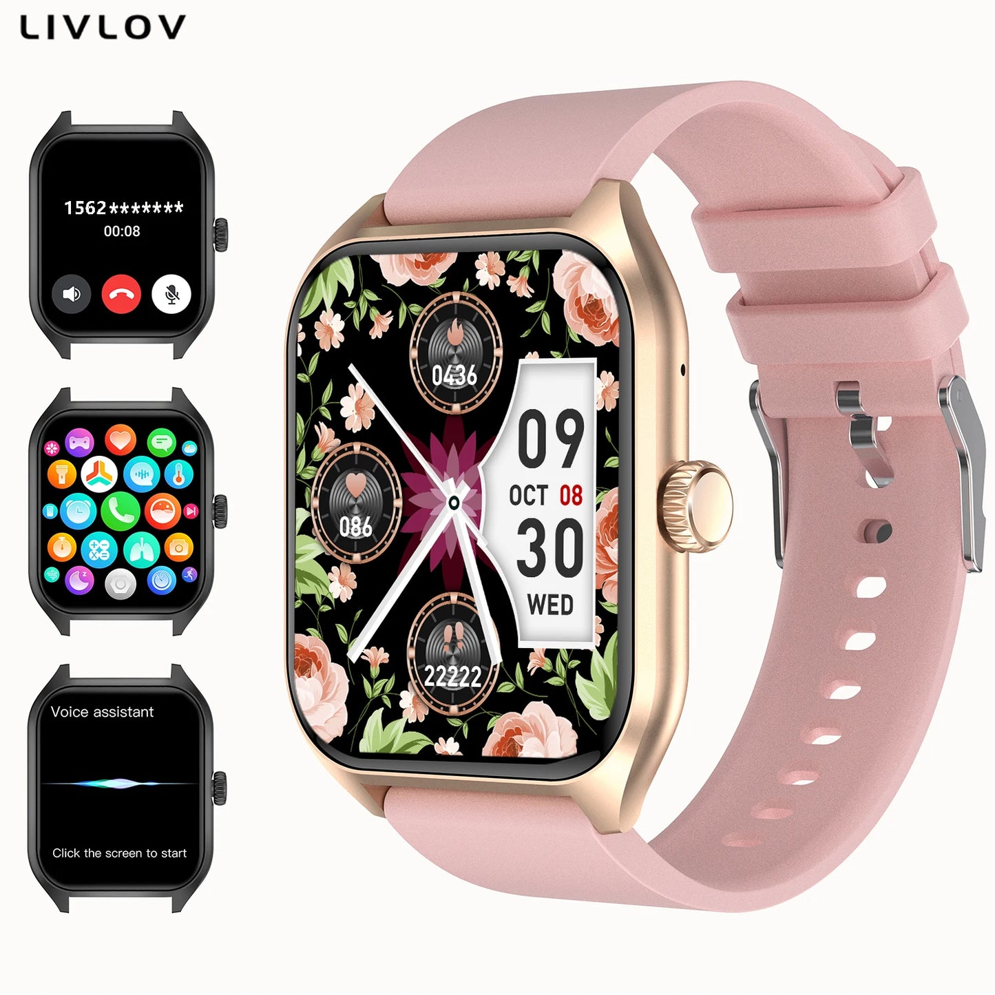 LIVLOVCP AI Voice Assistant Smart Watch Men Women Heart Rate