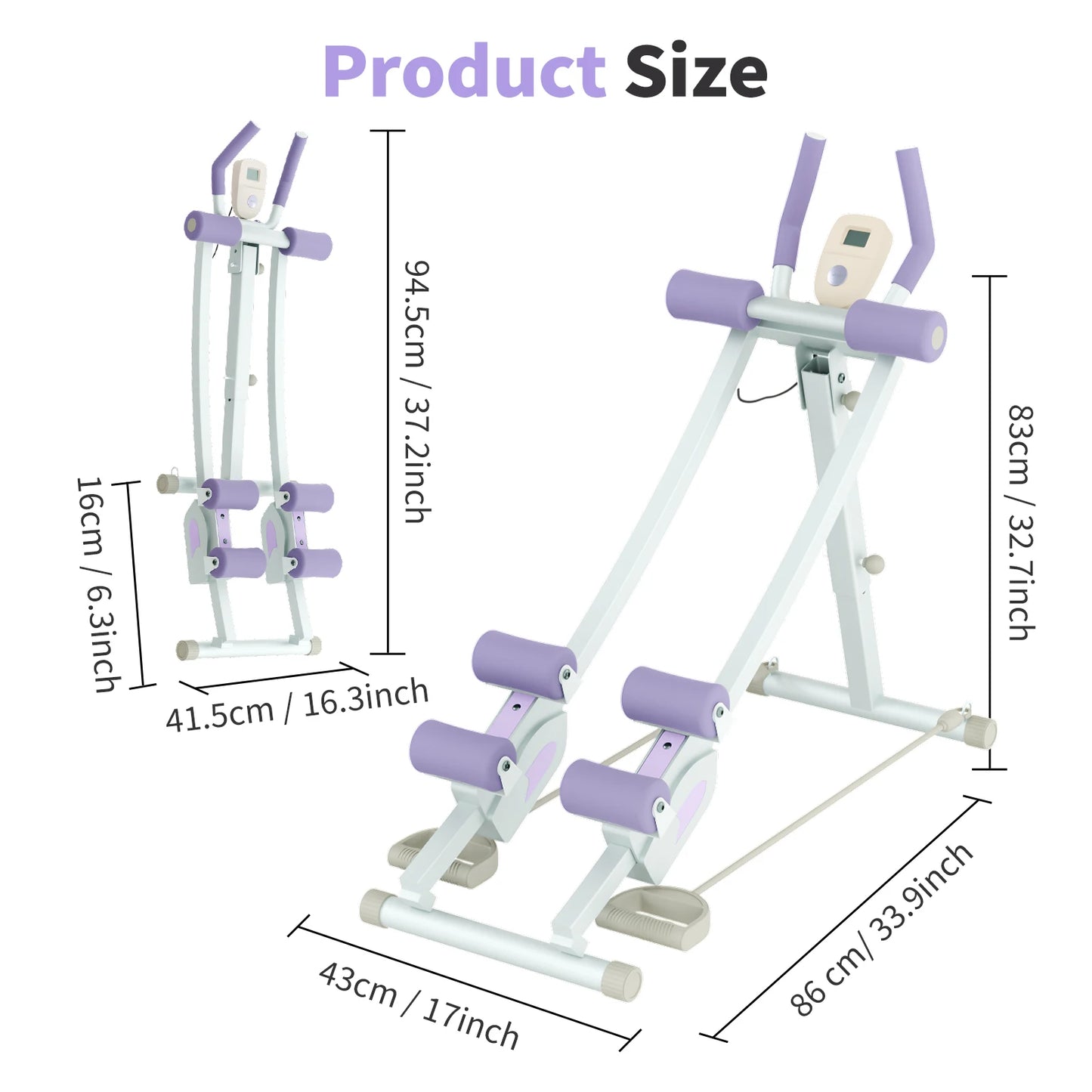 Abdominal Curling Exercise Machine With Adjustable Dual Track Foldable Trainer